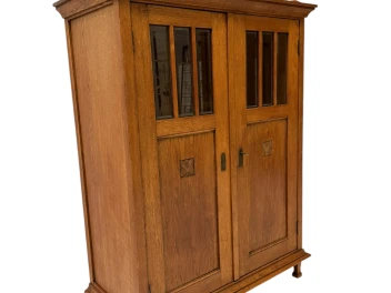 Arts & Crafts Art Nouveau Bookcase with Beveled Glass, 1900s